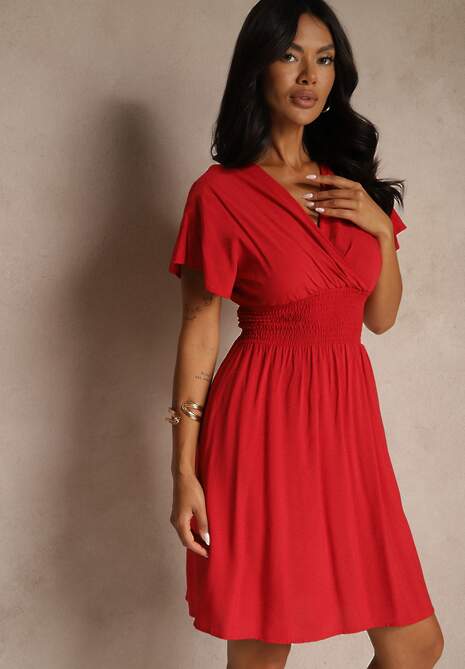 Bordowa Sukienka z Wiskozy Jadith