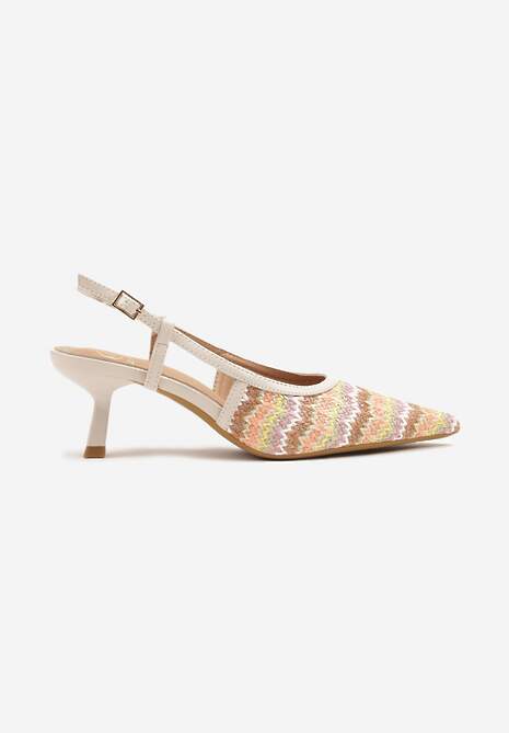 Beżowe Plecione Sandały na Kaczuszce z Noskiem w Szpic Gonalith