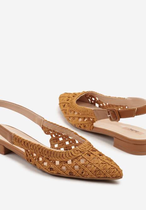 Brązowe Sandały Plecionkowe ze Sprzączką Welirene