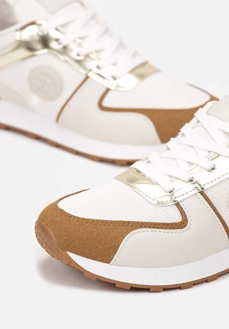 Beżowe Sznurowane Sneakersy z Cholewką przed Kostkę Noleta