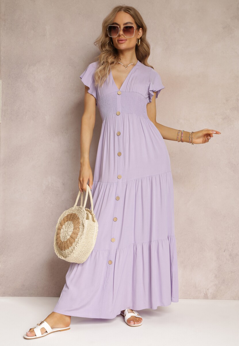 Fioletowa Sukienka z Wiskozy Lobsy