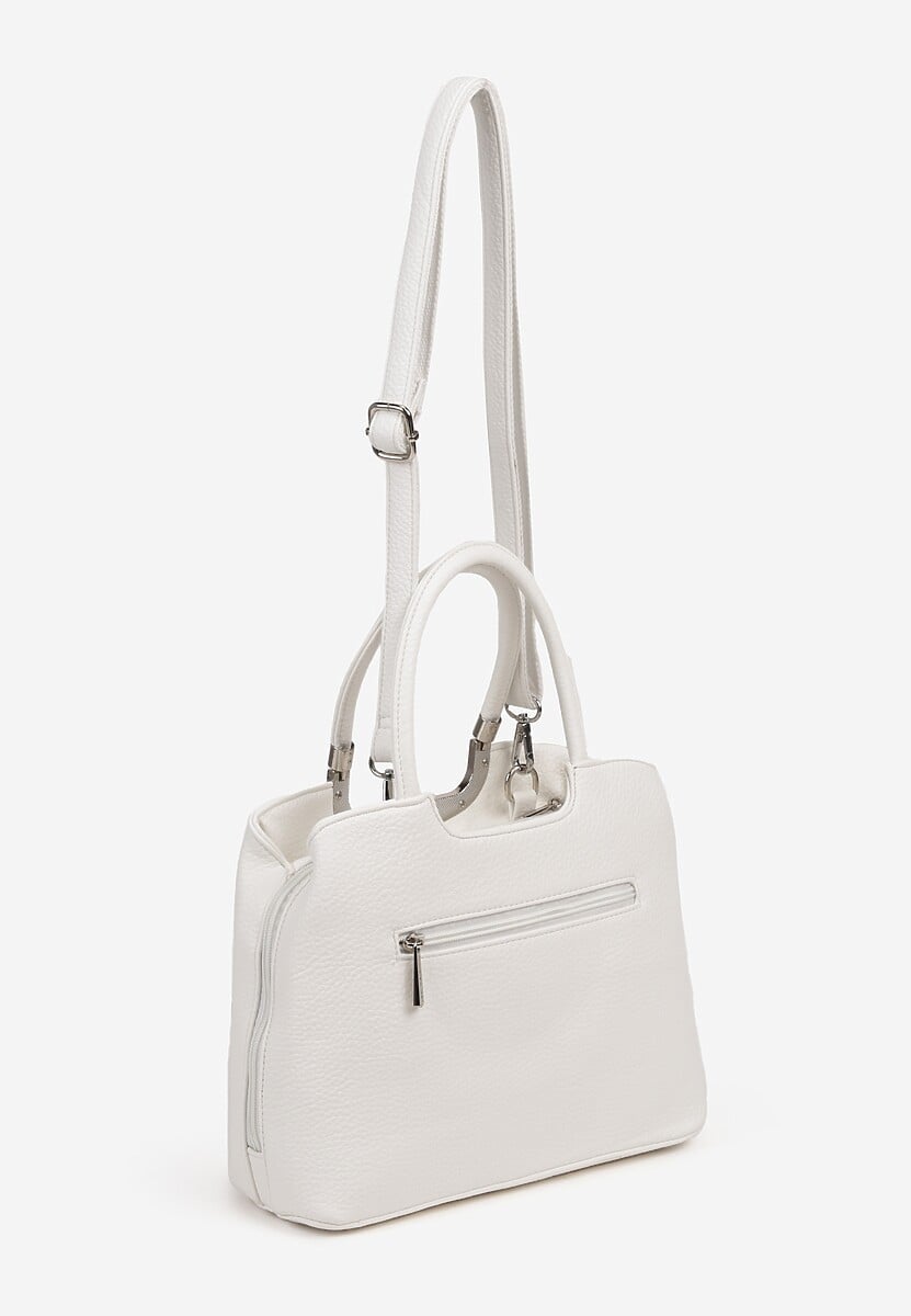 Biała Prostokątna Torebka Klasyczna z Paskiem i Rączką Clarilou