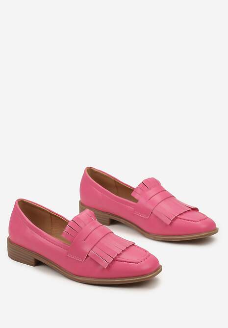 Różowe Mokasyny z Kwadratowym Noskiem i Frędzlami Tarnissa