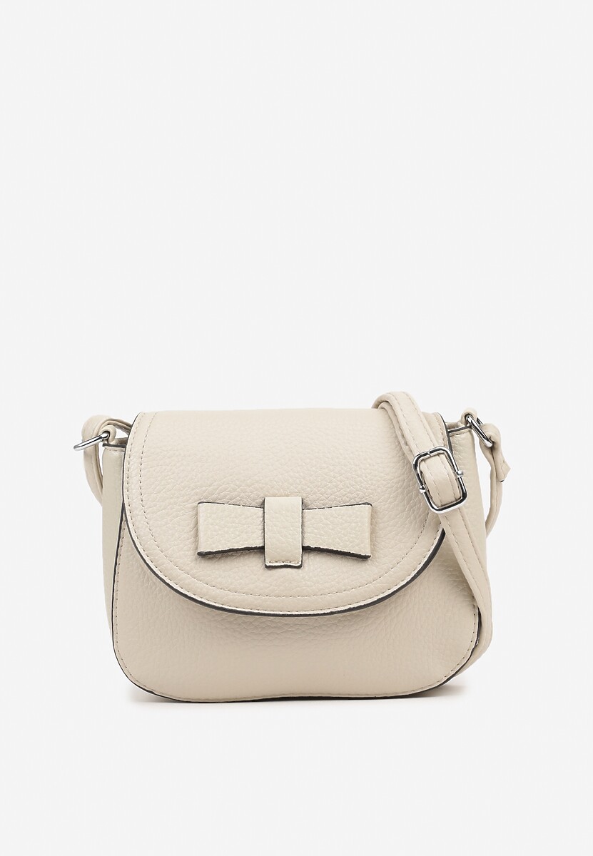 Ciemnobeżowa  Mała Torebka Listonoszka Zdobiona Kokardą Nalieve