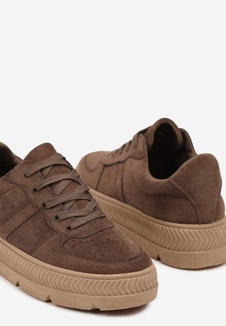 Brązowe Sneakersy Vices na Platformie z Tłoczeniem Alarrive