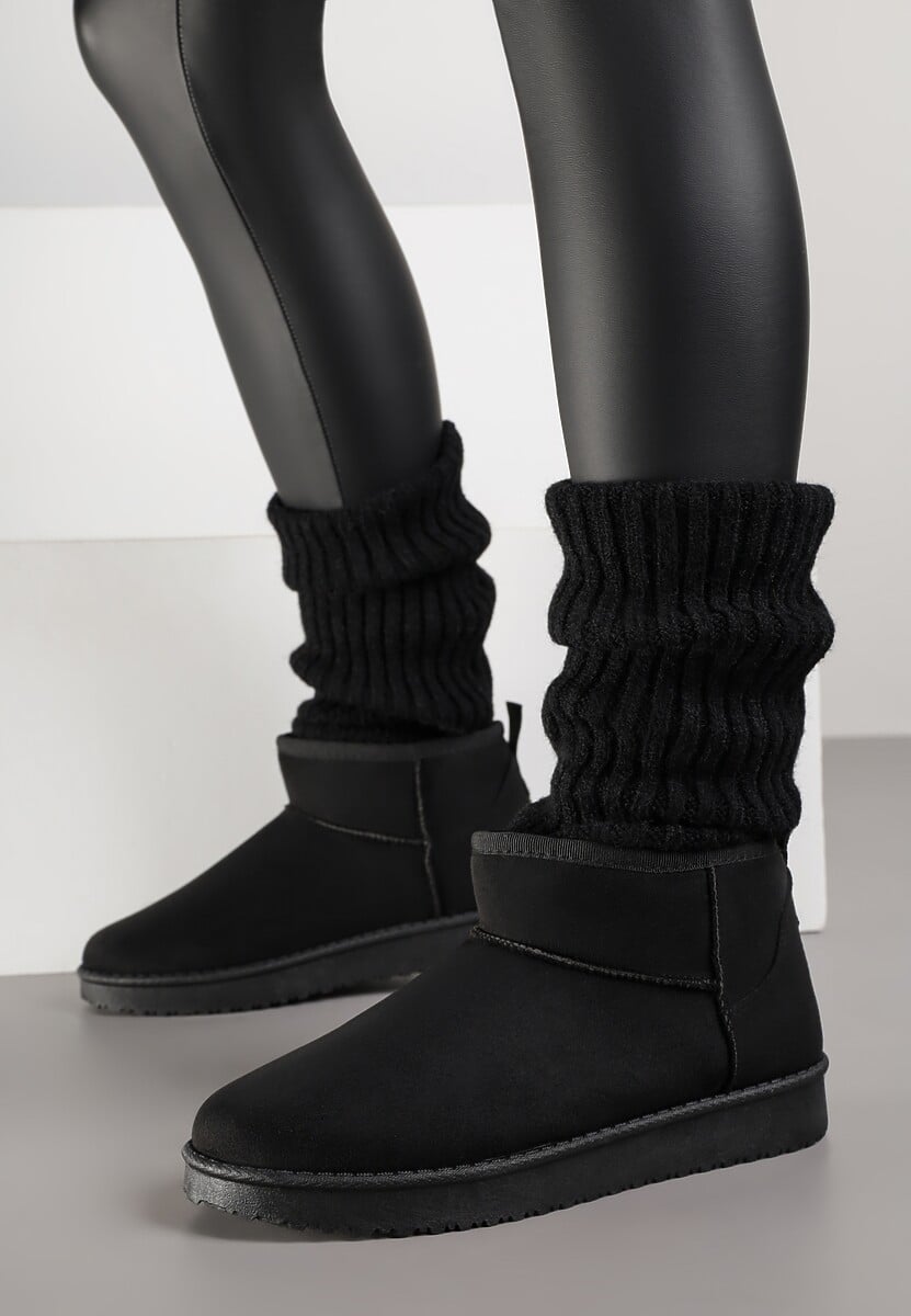 Czarne Śniegowce z Niską Cholewką Retira