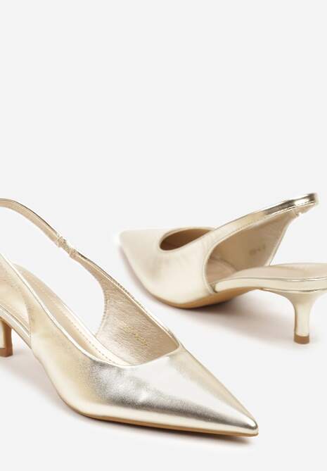 Jasnozłote Sandały Vices Slingback na Obcasie Typu Kaczuszka Kovirida