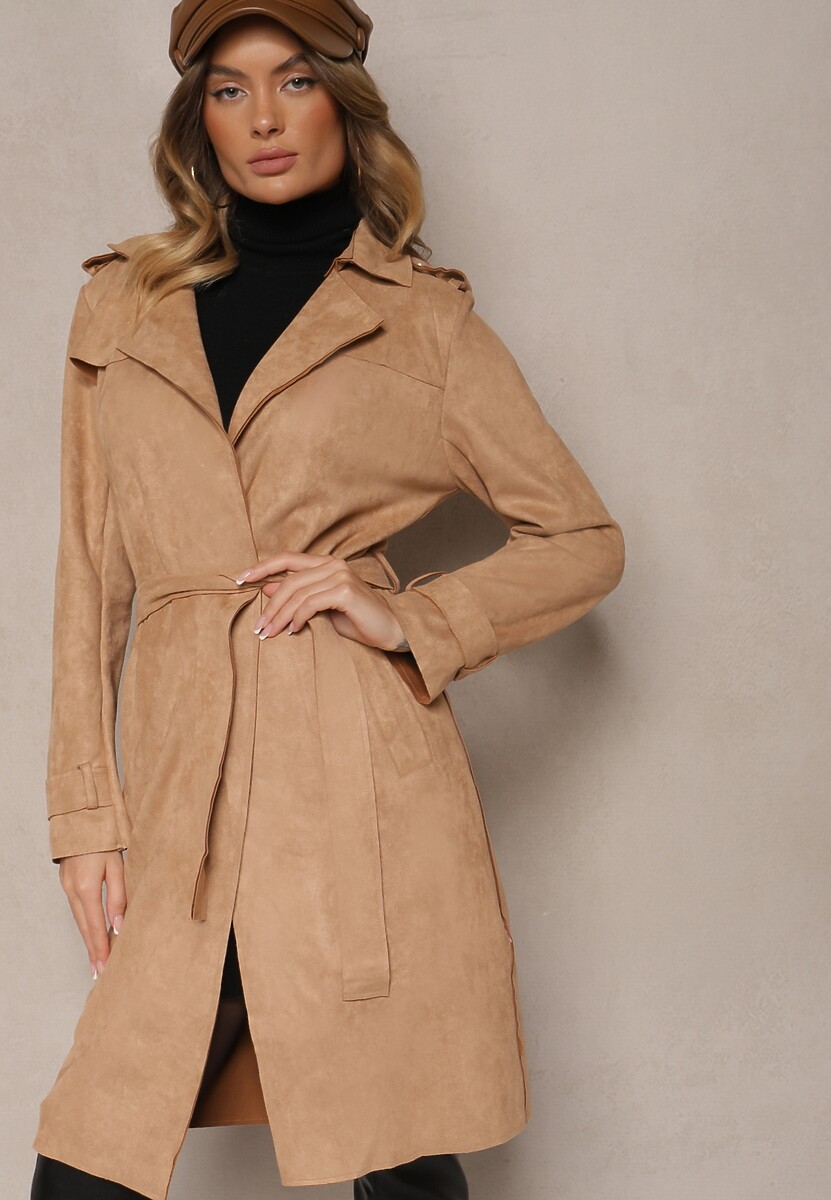 Beżowy Płaszcz Usinlenne