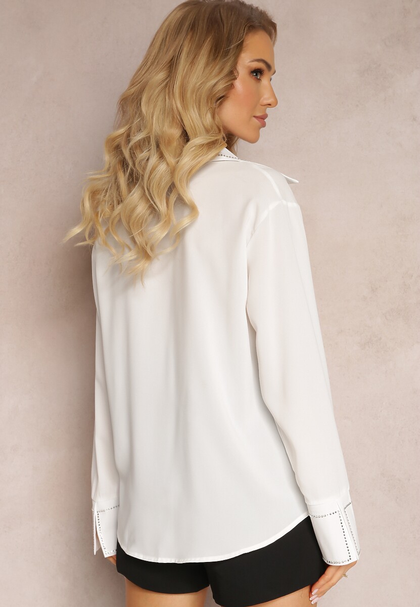 Biała Koszula z Guzikami i Cyrkoniami Lochlynn