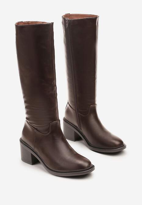 Ciemnobrązowe Kozaki Oficerki Vices na Słupku Giorima