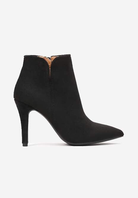 Czarne Botki na Szpilce ze Szpiczastym Noskiem Yegene