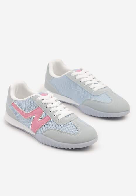 Niebieskie Sneakersy Typu Klasyczne Tenisówki Zdobione Przeszyciami Elanioria