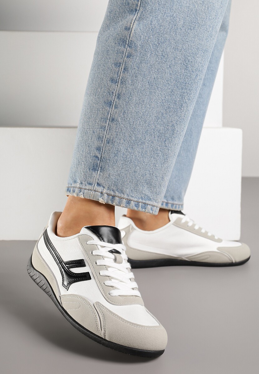 Białe Sneakersy z Geometrycznym Motywem Arpolia