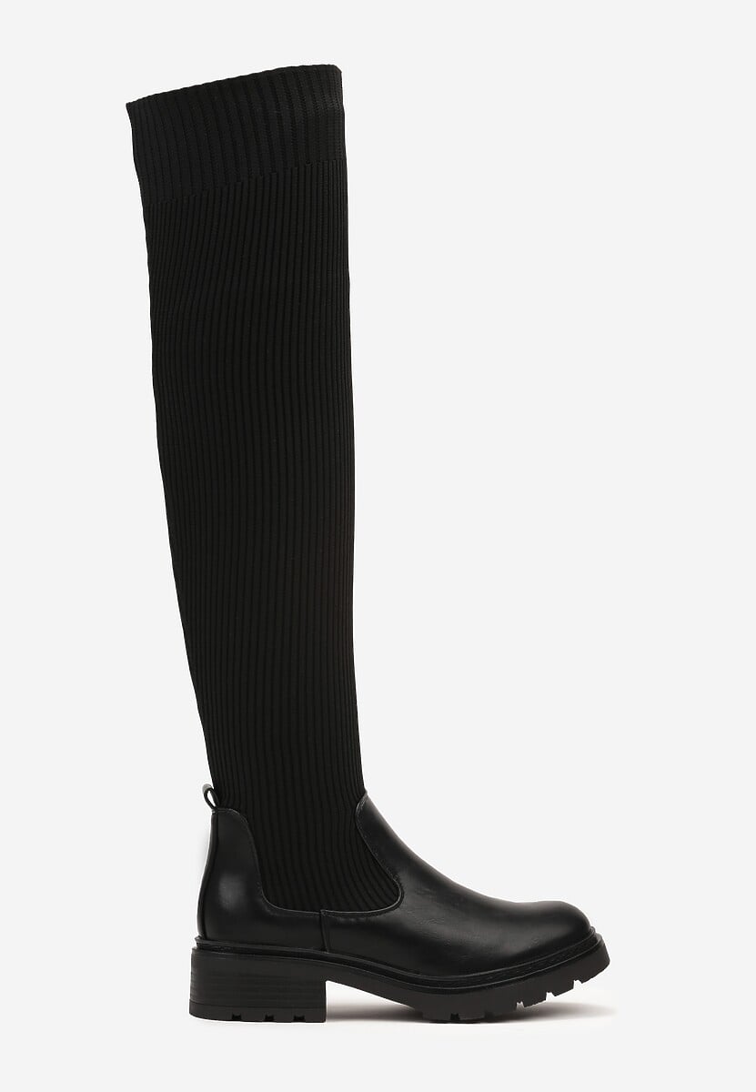 Czarne Kozaki z Elastyczną Cholewką Brygoros