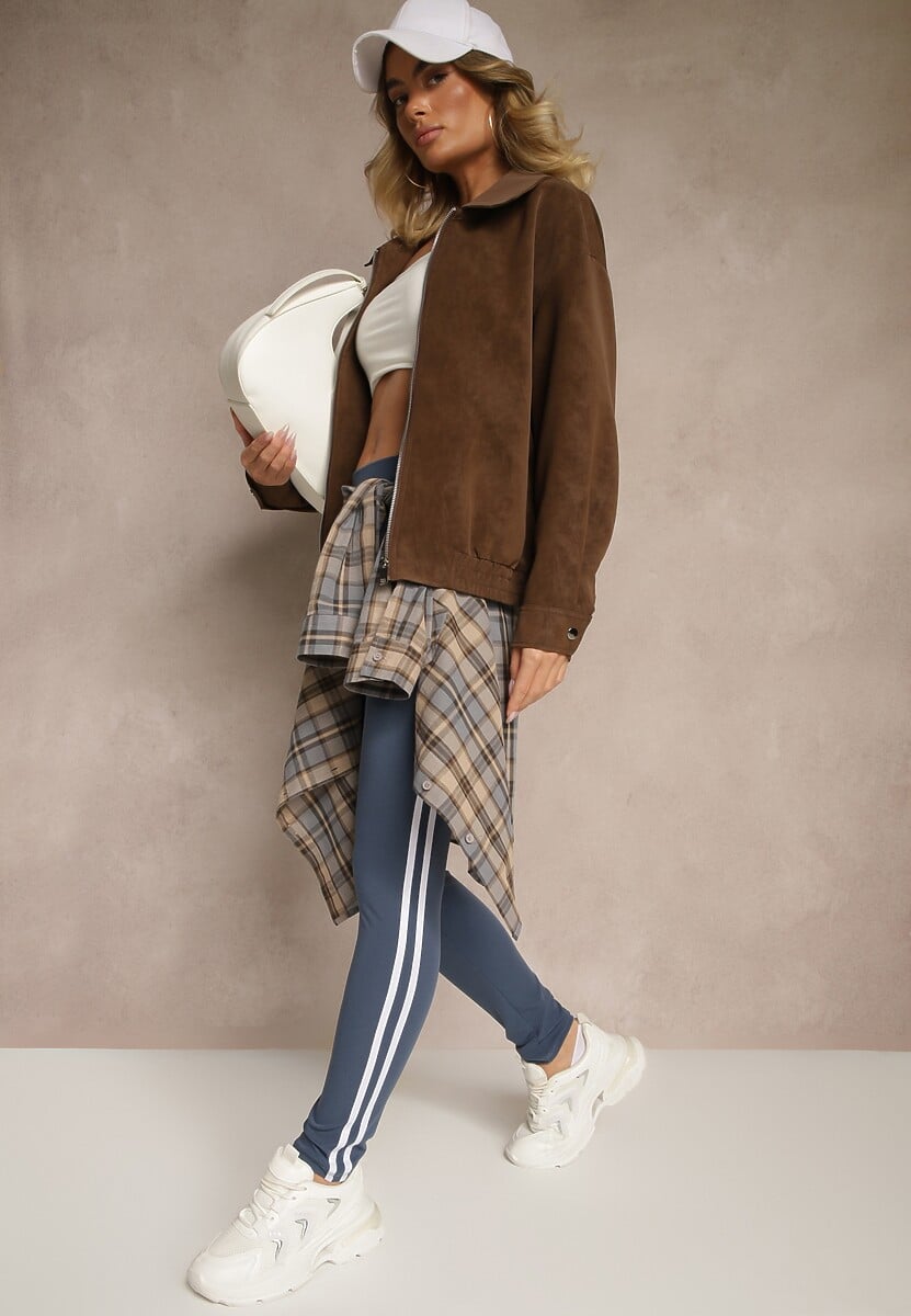 Niebieskie Legginsy Ozdobione Lampasami Puelle