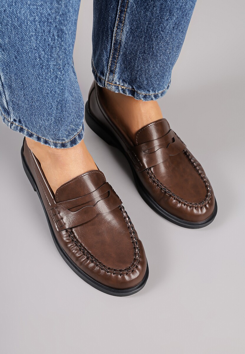 Jasnobrązowe Mokasyny Vices z Marszczeniem i Wkładką ze Skóry Naturalnej Mestia