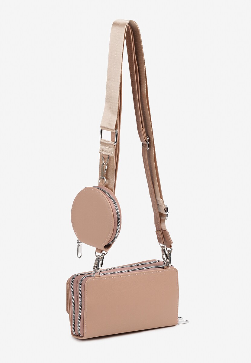 Jasnobrązowa Mała Torebka z Dwiema Komorami i Dodatkowymi Odpinanymi Paskami Sialitha