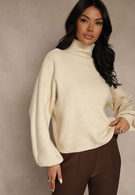 Jasnobeżowy Golf Ozdobiony Ściągaczami Wedena