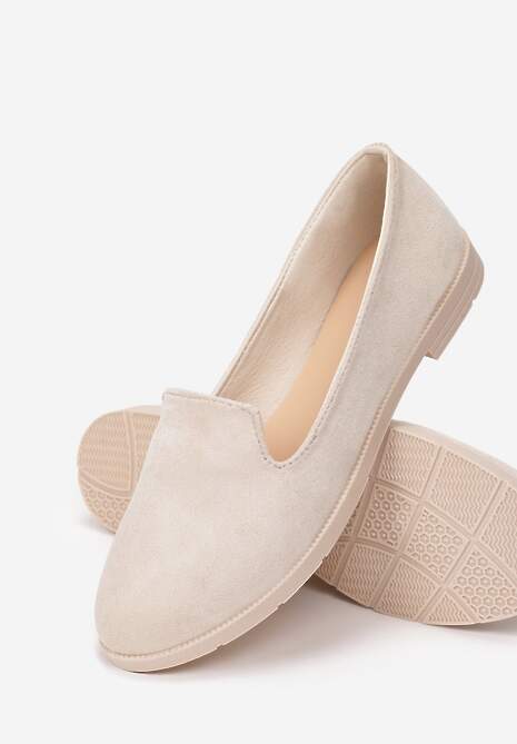 Beżowe Balerinki Typu Loafersy Daphikaia