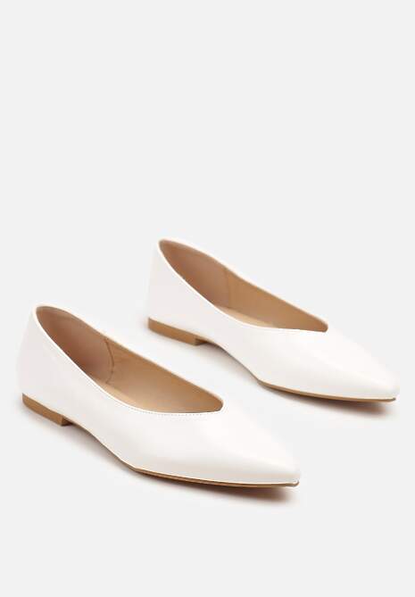 Białe Balerinki Vices Ozdobione Migdałowym Noskiem Neoranea