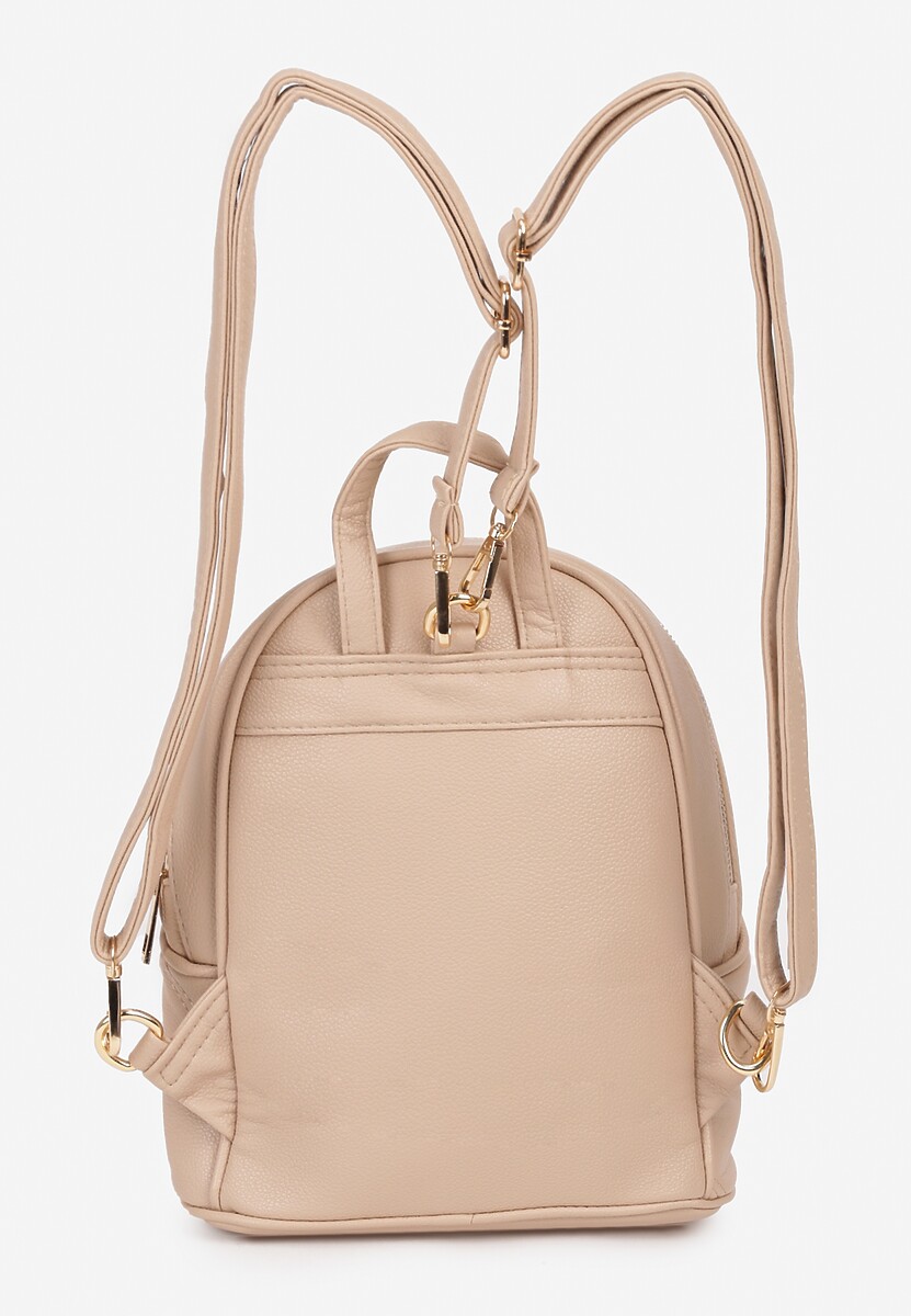 Beżowy Mały Plecak Miejski z Pikowaniem Skeralla