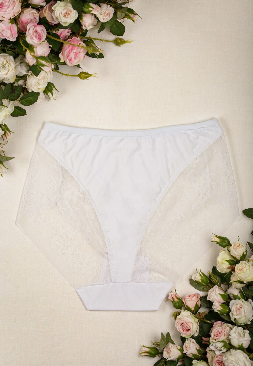 Białe Koronkowe Majtki z Wysoką Talią o Fasonie Fig Tamava