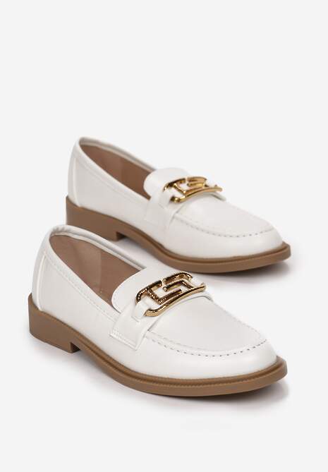 Białe Mokasyny Wsuwane z Klamerką Wesley