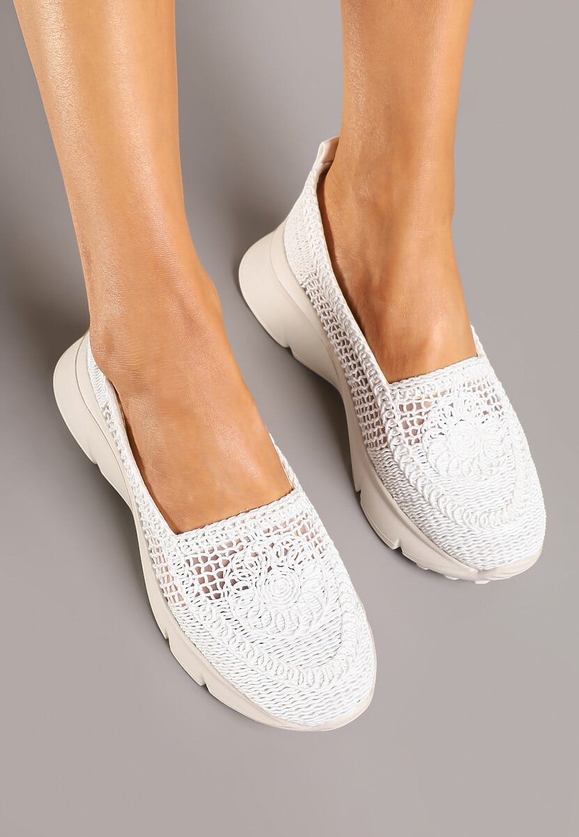 Białe Półbuty na Platformie z Ażurową Cholewką Lurinne