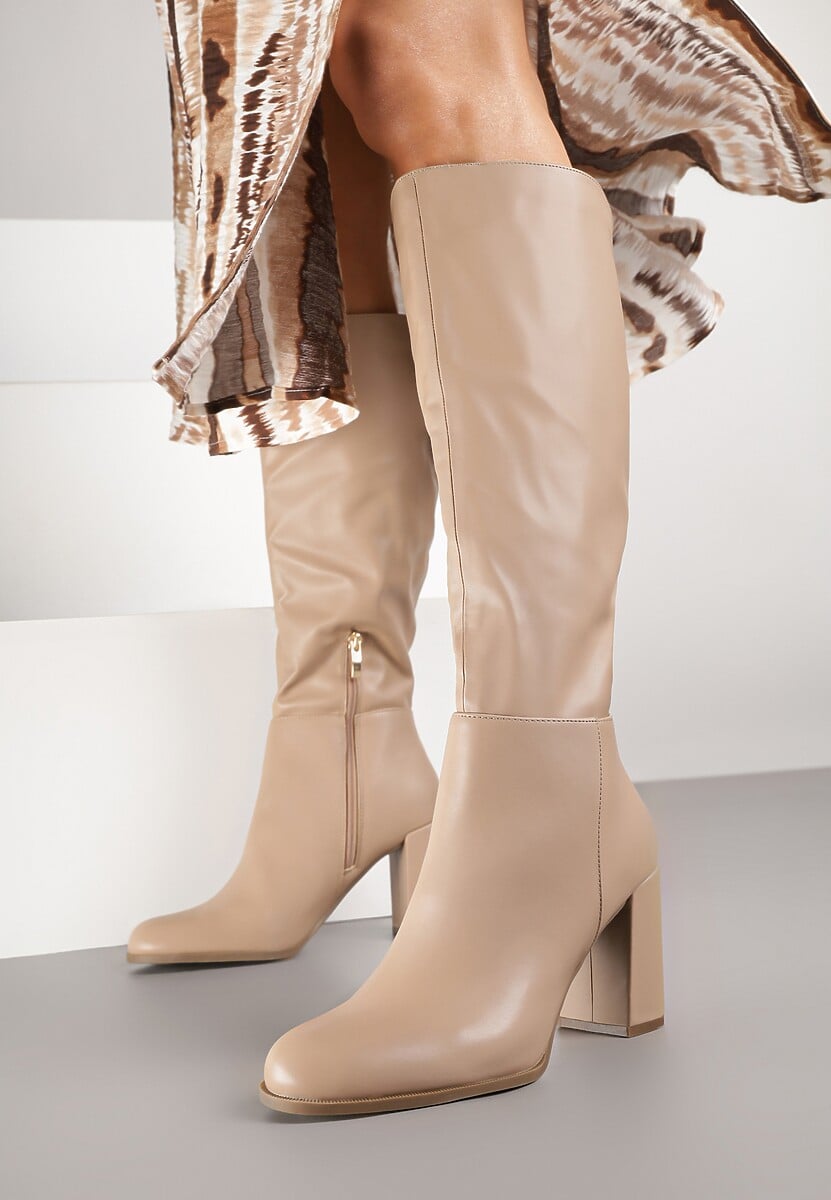 Czarne Casualowe Kozaki na Słupku Zindelina