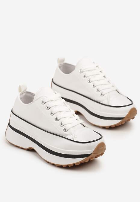 Białe Trampki na Platformie pod Kostkę Faloniela