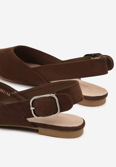 Brązowe Sandały Vices Typu Slingback z Wkładką ze Skóry Naturalnej Rallora