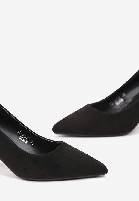 Czarne Czółenka na Słupku ze Szpiczastym Noskiem Sesslis