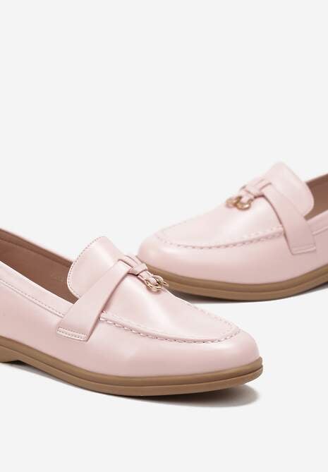 Różowe Mokasyny z Imitacji Skóry z Minimalistyczną Zawieszką Biaha