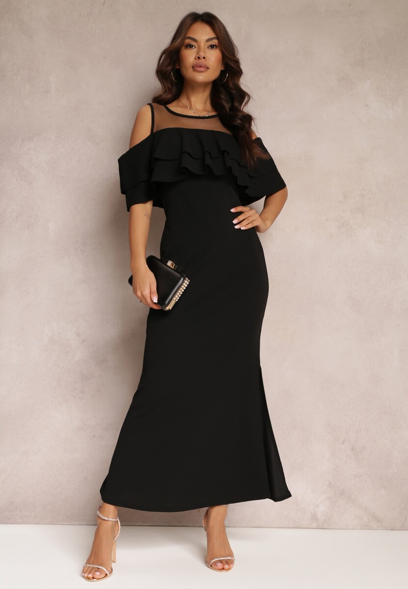 Czerwona Sukienka Taliowana z Falbanką Lariphelia