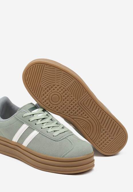 Jasnozielone Klasyczne Sneakersy na Niewysokiej Platformie Terilee