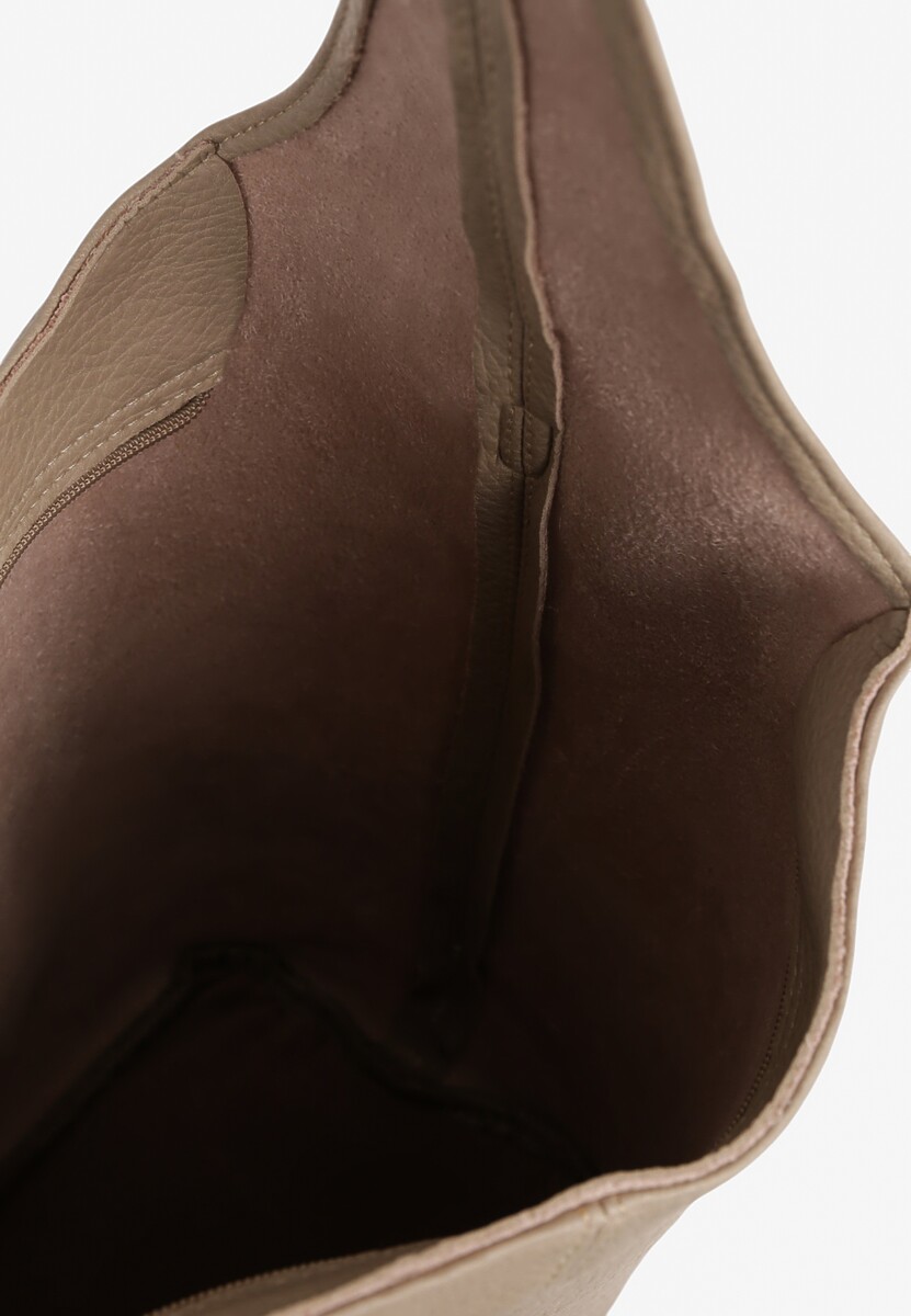 Ciemnobeżowa Klasyczna Torebka Hobo z Kosmetyczką i Paskiem Crossbody Fesulea