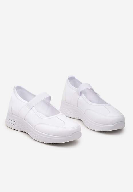 Białe Tenisówki na Płaskiej Podeszwie z Perforacją i Elastyczną Wstawką Xolema