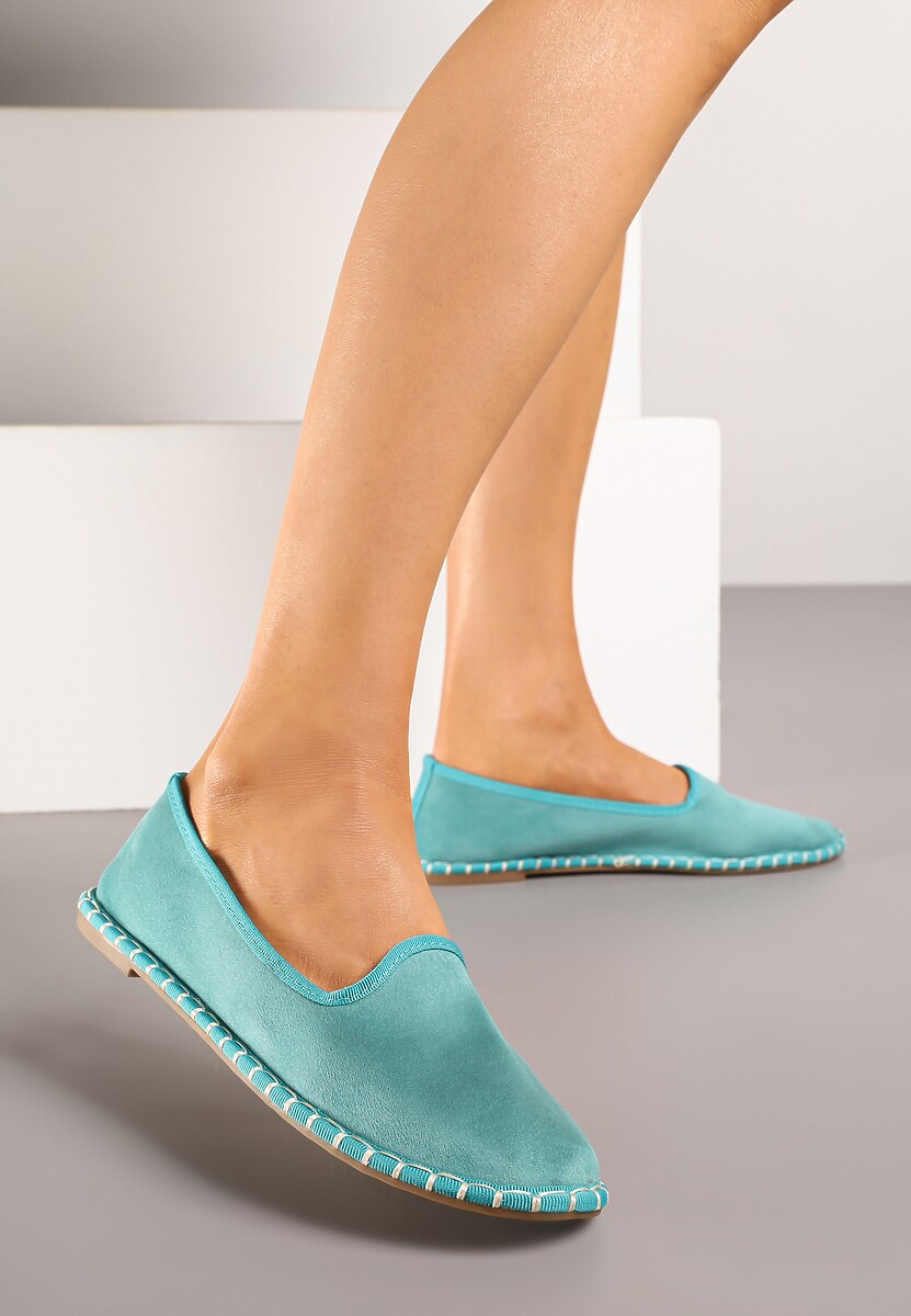 Niebieskie Espadryle Balerinki z Przeszyciami Firalissea