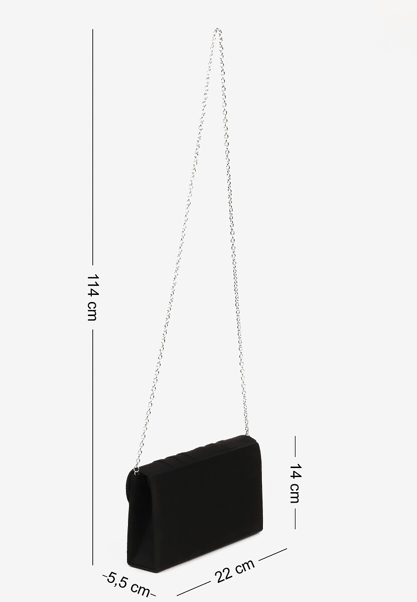 Czarna Wieczorowa Torebka z Ozdobną Klamrą i Dodatkowym Łańcuszkiem na Ramię Fesania