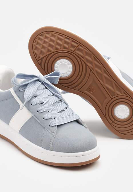 Jasnoniebieskie Sneakersy z Geometrycznym Motywem Taniffia