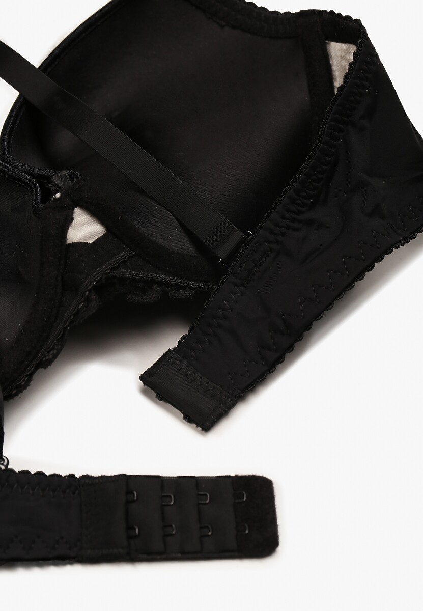 Czarno-Beżowy Koronkowy Biustonosz Push Up Bliffa