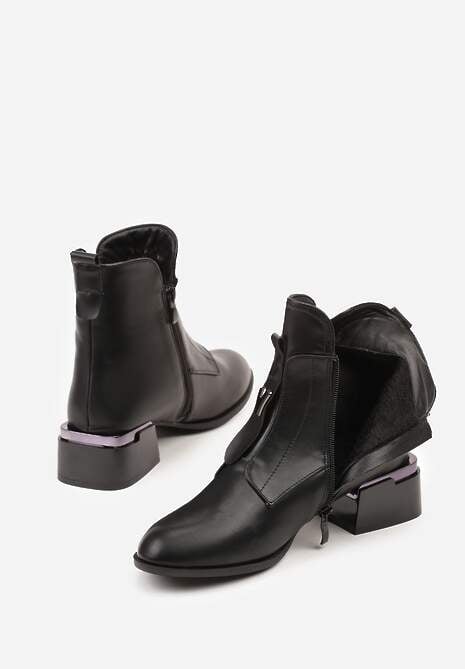 Czarne Botki Vices na Słupku z Efektem Cracked Nuneffa