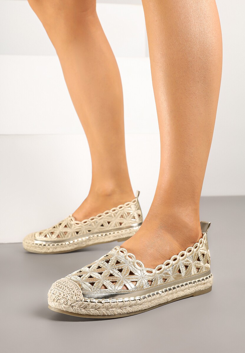 Białe Ażurowe Espadryle Ozdobione Plecionką Meranovia
