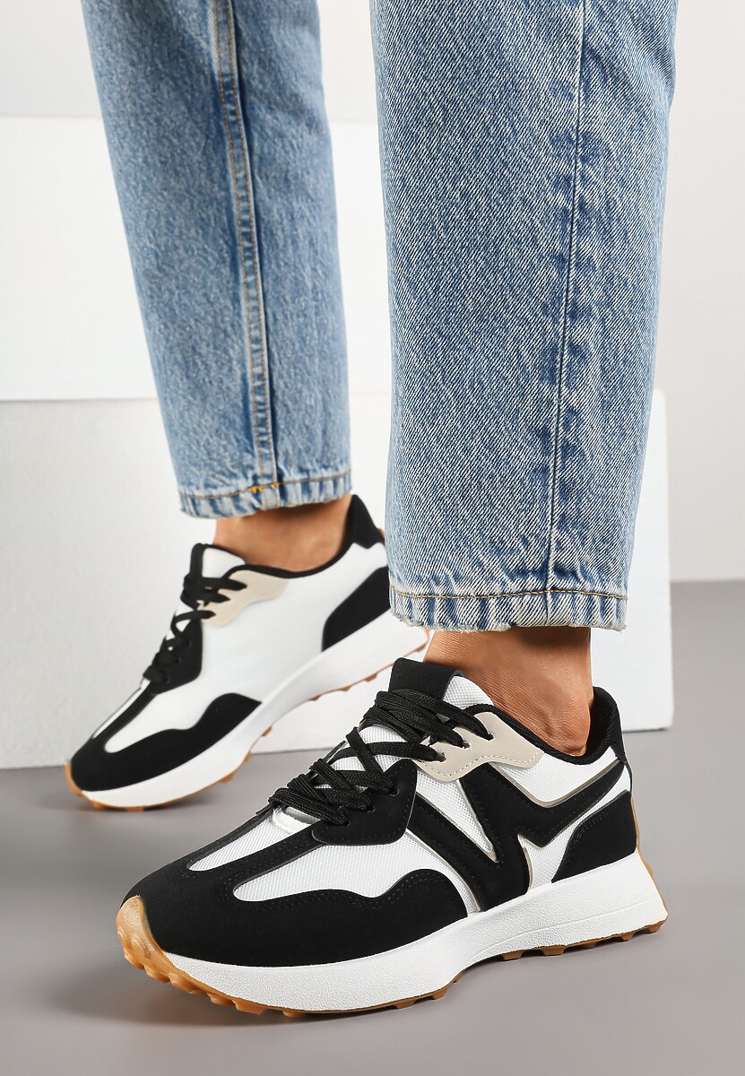 Czarne Sneakersy Ozdobione Geometrycznym Motywem Zdivena