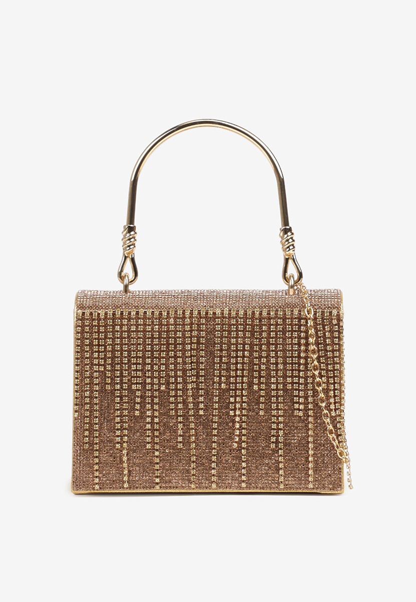 Szampańska Torebka Kopertówka Vices z Rączką Zdobiona Cyrkoniami Nemollia