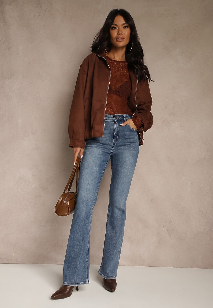 Niebieskie Jeansy Dzwony High Waist Lavea