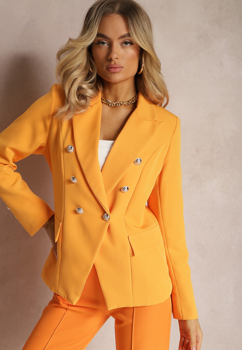 Brązowa Marynarka na Guziki z Poduszkami w Ramionach Ilysane