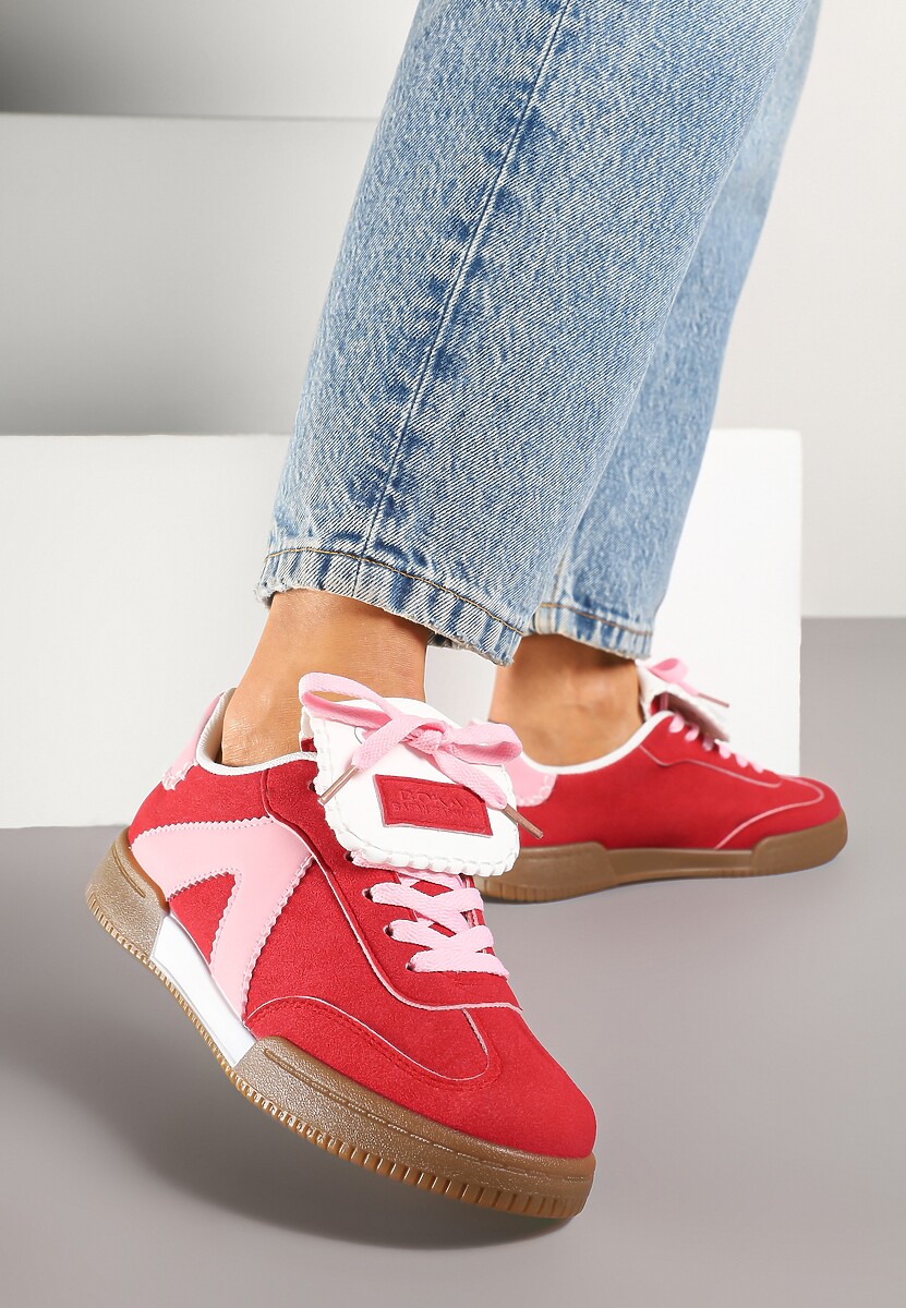 Beżowe Sneakersy w Stylu Tenisówek z Szerokim Językiem Alarila