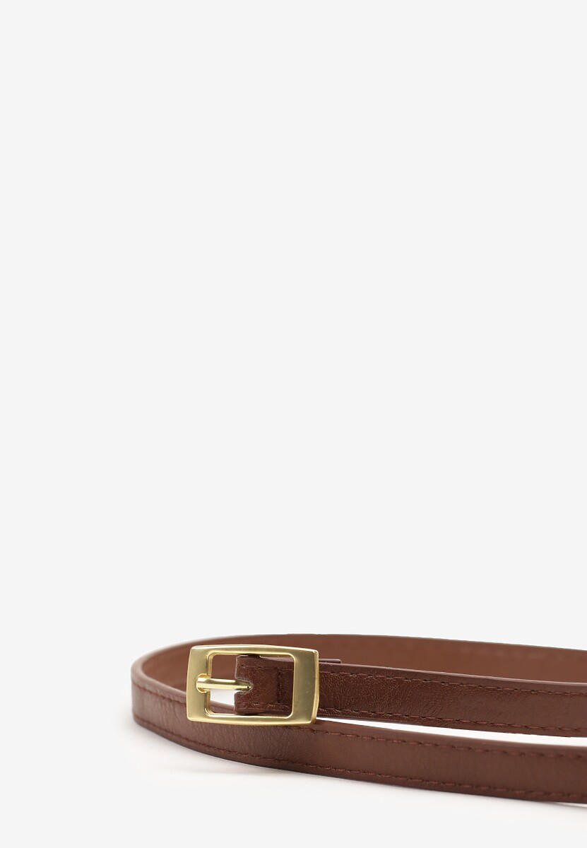 Brązowy Pasek Cienki z Prostokątną Klamrą Voreyna