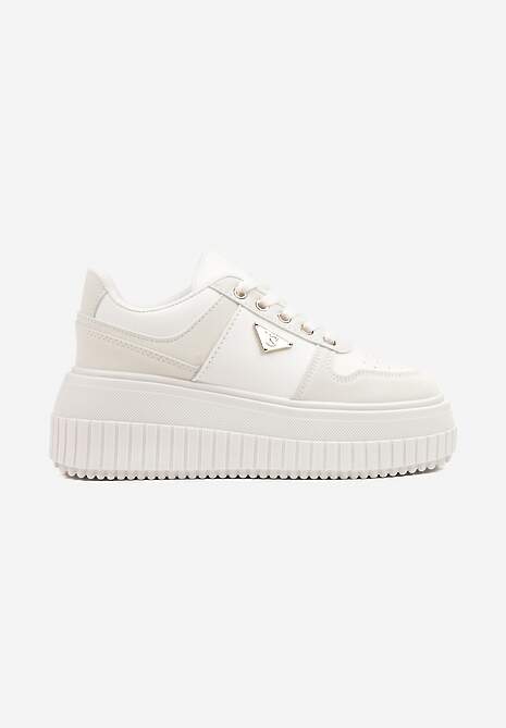 Białe Sznurowane Sneakersy Vices Tłoczonej Platformie Ozdobione Trójkątem Raviri